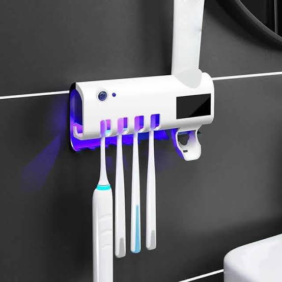 Solar Energy UV Toothpaste Dispenser Toothbrush Holder Wall