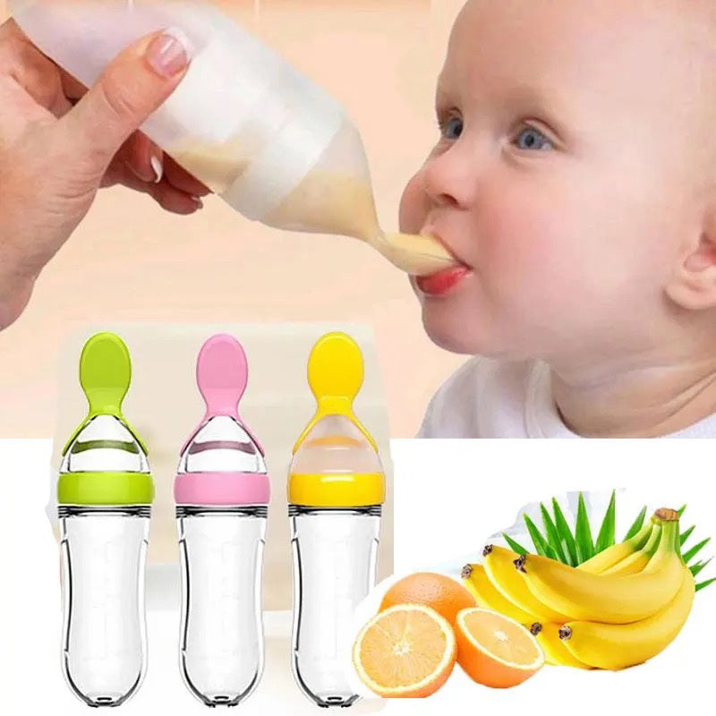 Silicone Baby Bottle With Spoon Fooder Supplement Rice