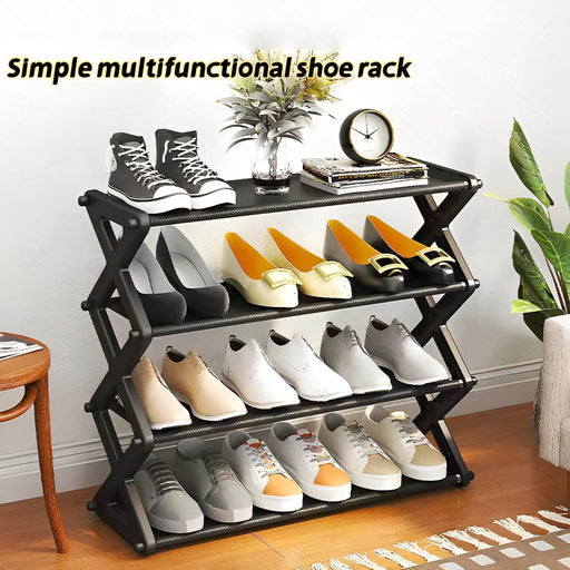 4 Layers X-Type Foldable Shoe Organizer Stand